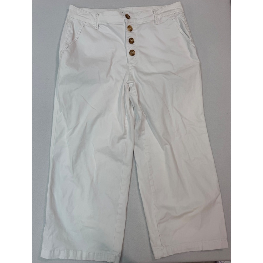 Tribal Jeans Womens White Wide Leg Crop Pants Button Fly Stretch 53650-2020W